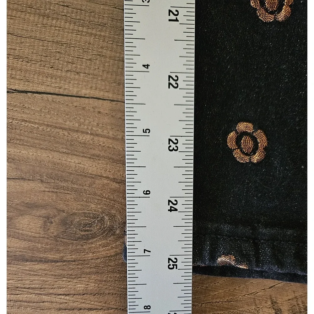 Pilcro‎ and the Letterpress Slim Straight Floral Embroidered Black Jeans Size 27